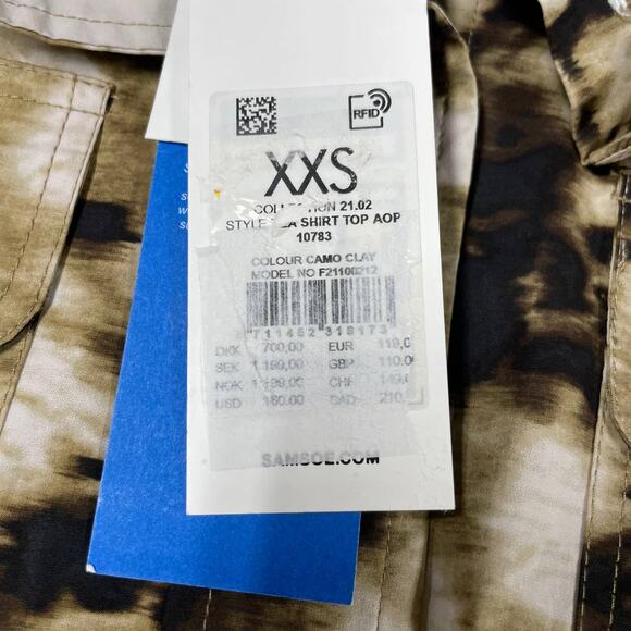 Samsoe Samsoe NWT Tea Shirt Top Camo Clay Size XXS Oversized Button Front Collar - Picture 7 of 14